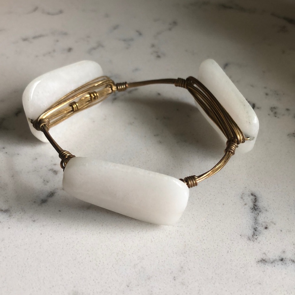 White Stone Gold Bourbon and Bowties Bracelet